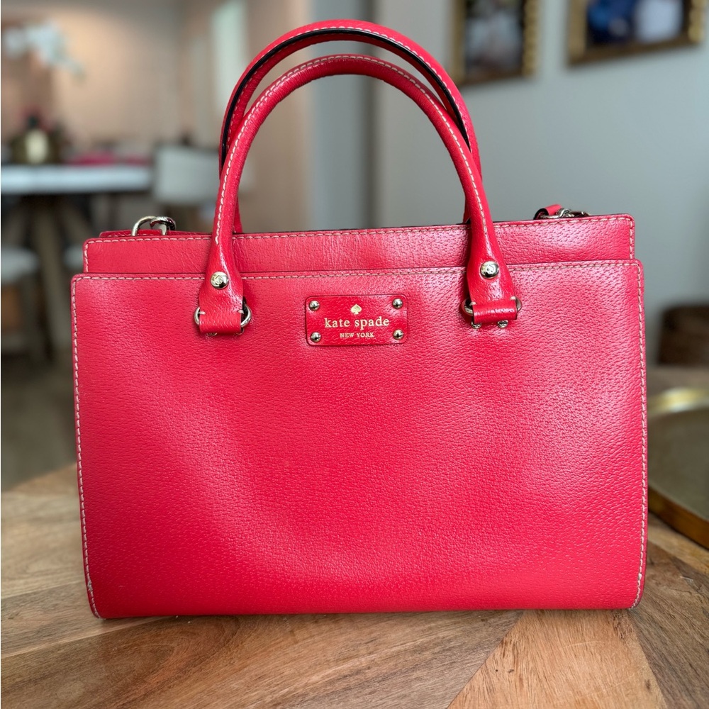 Red Kate Spade Cross Body Tote Bag